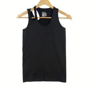 Helmut Lang Black Slashed Seamless Nylon Tank Top Size M/L